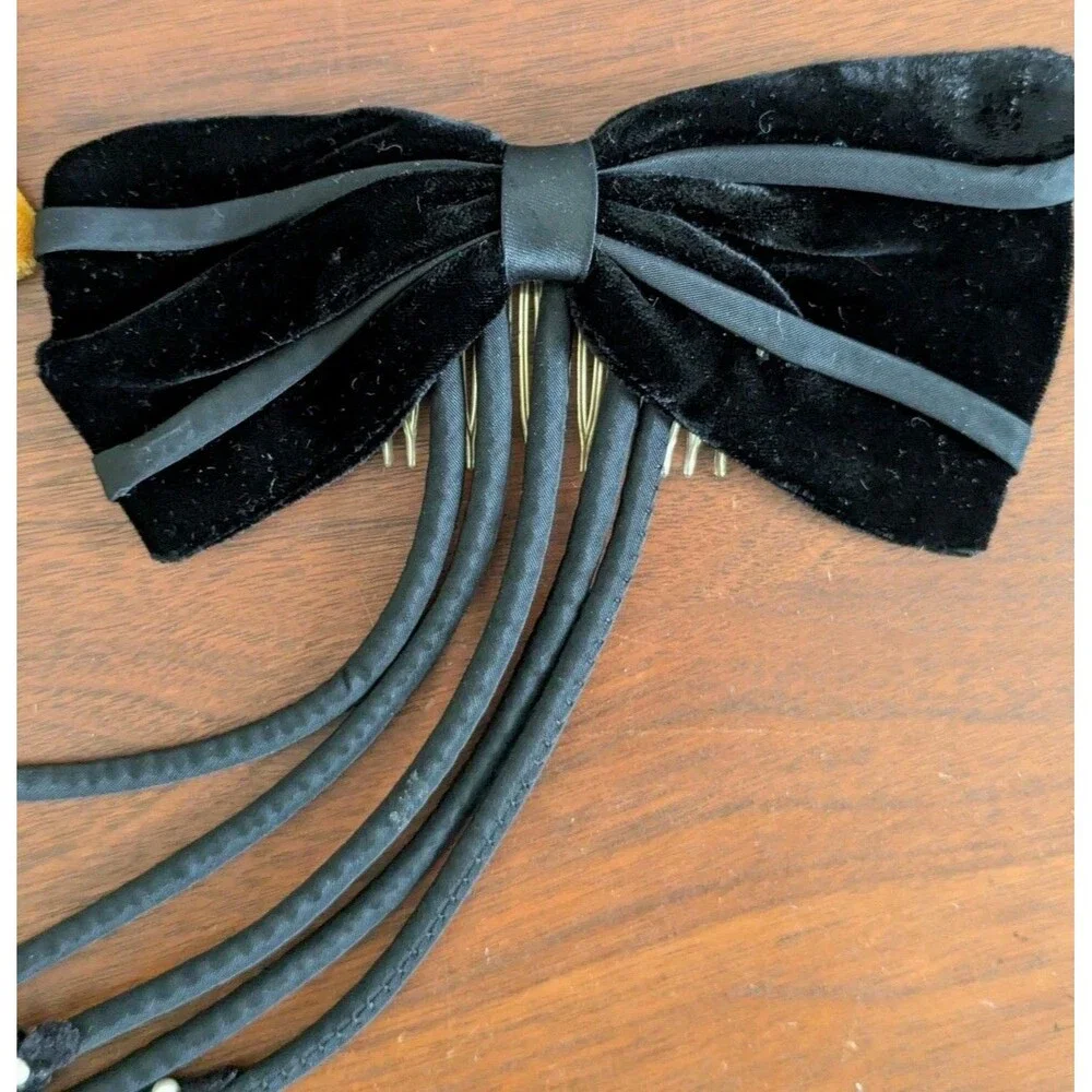 Vintage Hair Bows Combs Velvet Satin Italy Korea 80s Preppy Coquette Lot of 4